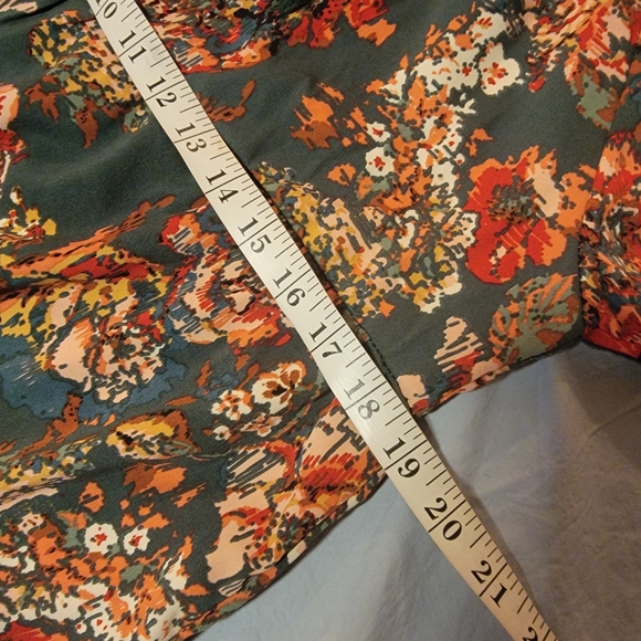 Umgee Floral Dress, Long Sleeve Maxi, Green And Orange Small - Picture 6 of 9
